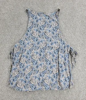 Don't Ask Why Tank Top Womens S Paisley Side Tied Closure Boat Neck Sleeveless‎ thumbnail 1