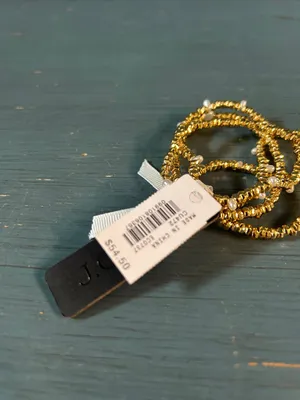 J. Crew Gold Beaded Stretch Bracelet Set with Ribbon Accent - New $54.50 thumbnail 3