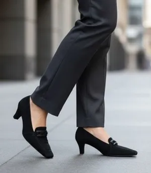 Stuart Weitzman Women's Black‎ Suede Block Heel Pumps Size 7 Vintage thumbnail 1