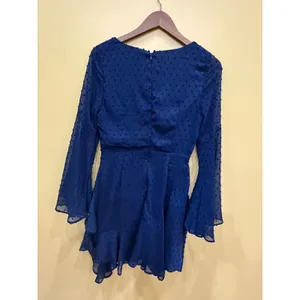 Altar'd State Navy‎ Blue Mini Dress Swiss Dot Ruffle Small Coquette Fairycore thumbnail 6