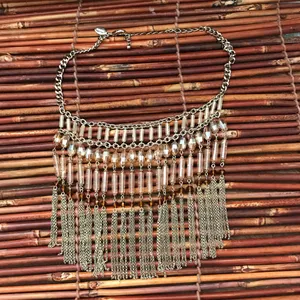 Chico’s Tassel Bibb Necklace Glass Beading thumbnail 6