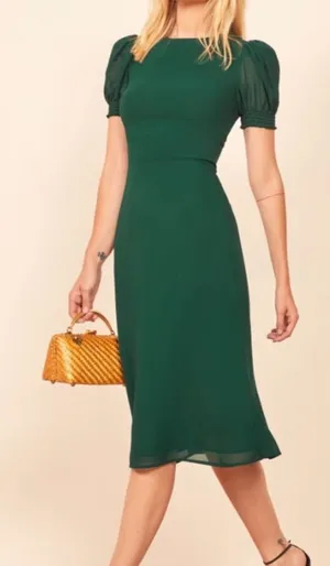 NWT Reformation Lee Dress Midi Emerald Green Size 6 thumbnail 1