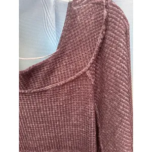 FREE PEOPLE We The Free Westend Purple Waffle Knit Thermal Top pocket Sz XS thumbnail 5