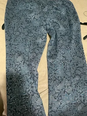 Macy's Navy Blue High-Waist Wide-Leg Patterned Pants thumbnail 2