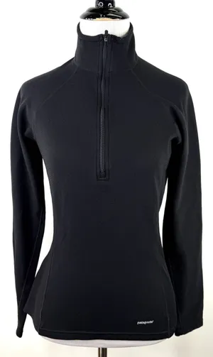 Patagonia Women's Black Half Zip Baselayer Shirt Size Small thumbnail 1