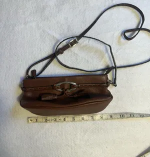 Brighton Leather Bag Shoulder Purse Tasseled Handbag Cross Pebbled Brown Vintage thumbnail 4