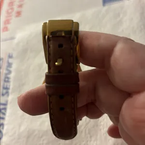 Michael Kors Gold-Tone Watch with Brown Strap As Is thumbnail 4