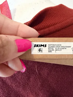 Skims Cotton Fleece classic Crewneck size large Merlot NWT thumbnail 8