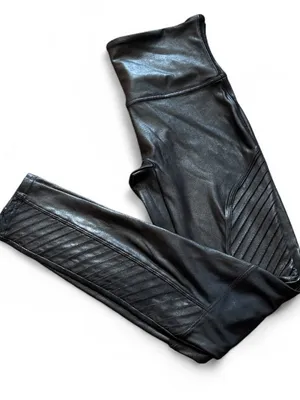 Spanx Faux Leather Moto Leggings Black Compression Shaping Women’s Size Medium thumbnail 5