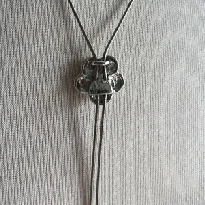 Silver Lariat Floral Rhinestone Pendant Bolo Necklace thumbnail 4