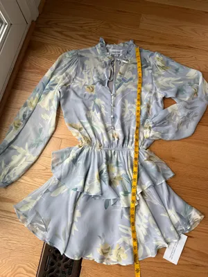 Yumi Kim Love Always Blue Floral Ruffle Mini Dress XS Revolve thumbnail 6