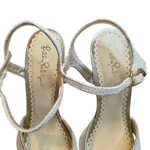 Lilly Pulitzer Shoes Womens Size 9.5 Gold Wedge Strappy Sandals‎ Ankle Strap thumbnail 3