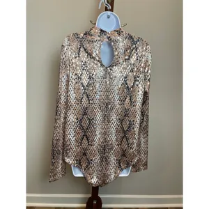 Only Hearts Bodysuit Size 1X Snake Print Mock Neck Keyhole Stretch NWT thumbnail 3
