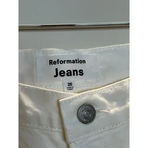 Reformation Jeans Pants Women 26 White Floral Embroidered Straight Leg New Denim thumbnail 4