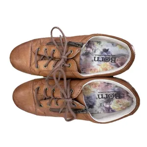 Born Tamara Women's 9.5 Brown Leather Sneakers Side Zip Comfort Casual Shoes thumbnail 4