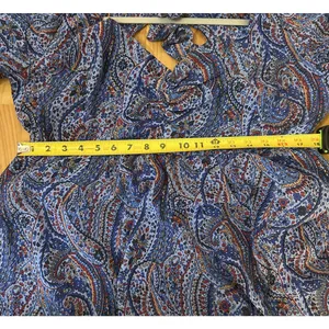 Kojooin Puff Sleeve Tie Back Ruffled Dress Navy Paisley Women’s XL NWT thumbnail 9