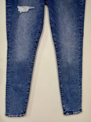 Express High Rise Skinny Jeans with Button Fly Distressed Size 10 Long Tall thumbnail 4