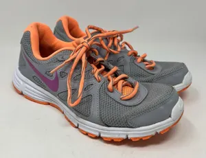 Nike‎ Revolution 2 Gray Orange Lace Up Running Athletic Shoes Women's Size 7 thumbnail 1