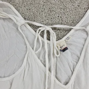 Roxy Flowy Top Womens S White Sleeveless Laced Ties Summer Beachy Babydoll thumbnail 7