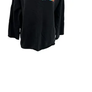 MSGM Black Multicolor‎ Logo Crewneck Sweatshirt Cotton Raw Hem Size Large thumbnail 5