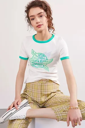 Maeve by Anthropologie Graphic Contrast Fitted T-Shirt Roller Skating Size M thumbnail 1