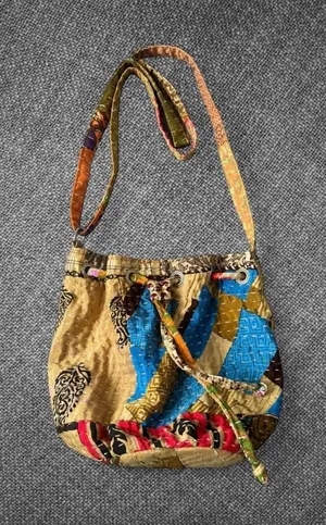 World Market Multicolor Patchwork Drawstring Shoulder Bag thumbnail 1