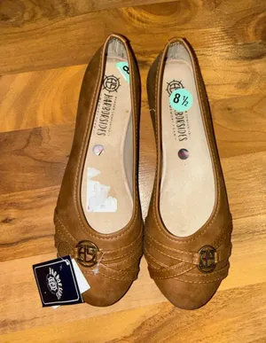 Harborsides Alina Flat Women 8.5W Brown NEW Memory Foam Wide Width Cognac office thumbnail 1