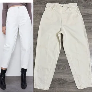 Zara The Petit Women Off White‎ Tapered High Rise Relaxed Fit Boho Jeans Size 6 thumbnail 2