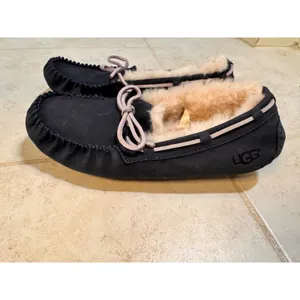 UGG‎ Dakota Navy Blue Suede Wool Lined Moccasin Slippers 5612 Womens 8 thumbnail 7