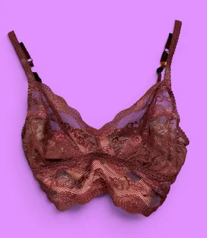 Cute whimsigoth burgundy wine lace mesh bralette B. Tempt’d stretchy coquette thumbnail 1