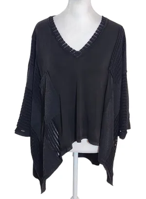 POL Distressed and Oversized Black Knit Top Size Large NWOT thumbnail 1