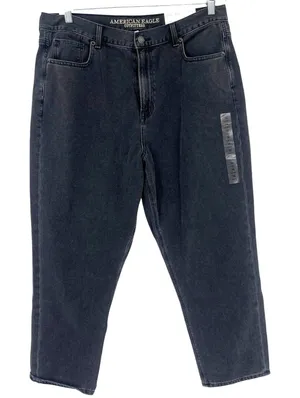 American Eagle Mom Jeans 16S Y2K Grunge Street Black Baggy Highrise Tapered NWT thumbnail 1