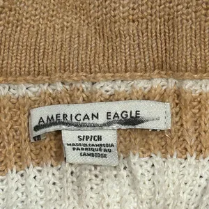 American Eagle Beige and White Striped Knit Sweater thumbnail 4