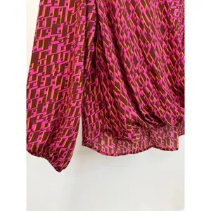 INC International Concepts Abstract Print Faux Wrap Blouse SzXL thumbnail 4