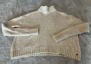 Cozy Mock Neck Women's American Eagle Sweater in Light Beige Size X-Small thumbnail 1