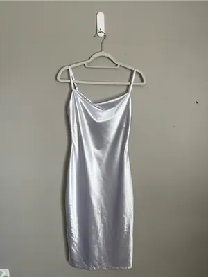 XXXITICAT White Silver Satin Cowl Midi Dress Sz S thumbnail 2