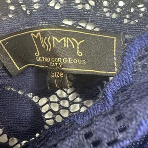 Miss May Size Large Dress Blue Round Neck‎ Gown 3/4 Sleeve Lace Formal Prom thumbnail 4