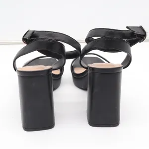 A New Day Black Platform Block Heel Sandals Square Toe Ankle Strap Womens Size 9 thumbnail 5
