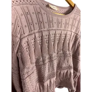 Altard State Violet Crochet Pullover Sweater Bell Sleeves Eyelet‎ Size Small thumbnail 5