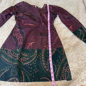 Abercrombie & Fitch Burgundy Paisley Long Sleeve Mini Dress XS Boho A-line Print thumbnail 7