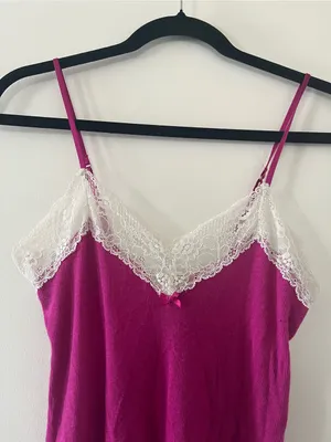 Y2K Victoria's Secret Pink White Lace Cami Tank Top Small Dainty Romantic thumbnail 2