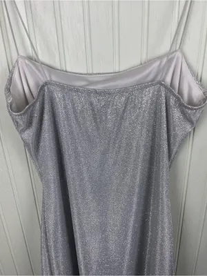 NEW Windsor Silver Glitter Sparkle Slip Dress with Cowl Neck Size Medium Fairy thumbnail 10