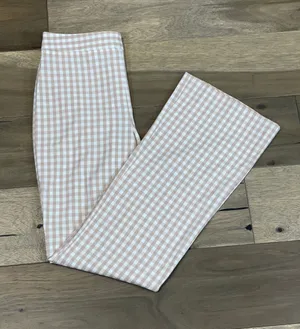 Alex Marie Pants Size 4 White Pink Gingham Lightweight Flare Leg Side Zip thumbnail 1