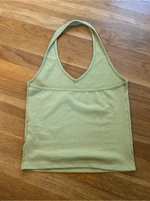 American Eagle Women’s Green Ribbed Halter Tank Top thumbnail 4