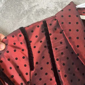 Vintage Whimsigoth Dark Romance Red‎ Satin Polka Dot Belted Blouse Structured SM thumbnail 9