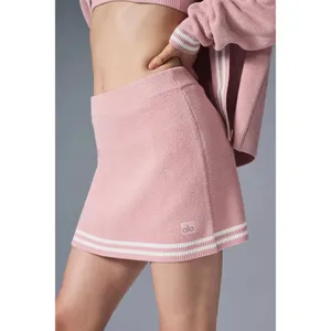 Alo Yoga Tennis Club Sweater Knit Skirt Ballet Pink/White XS thumbnail 2