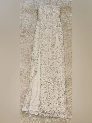 NEW HELSI Lola Sequin Strapless Column White Gown Sz S thumbnail 5
