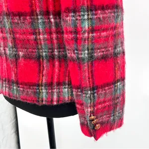 Vintage Mohair Wool‎ Blazer Women's Tartan Plaid Classic Jacket Red Size 4 Small thumbnail 6
