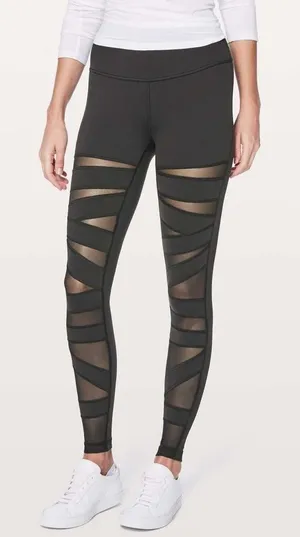 Lululemon Wunder Under Pant (Hi-Rise) Tech Mesh 28" Leggings Black Size 4 thumbnail 1