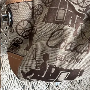 VINTAGE Coach Horse & Carriage brown canvas and leather trim tote bag thumbnail 5